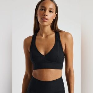 Year Of Ours Black Ribbed Sports Bra Womens XS Revolve Athletic Running